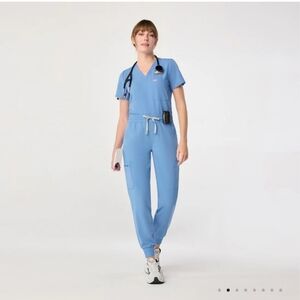 FIGS High Waisted Uman Relaxed Jogger Scrub Pants SZ M/Tall Ciel Blue